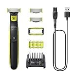 PHILIPS OneBlade Face & Body – Elektrischer Bartschneider, Rasierer und Bodygroomer zum Trimmen, Stylen und Rasieren, 3x Original-Klingen, 1x 5-in-1 Trimmaufsatz, 2x Körperaufsätze, QP2824/30