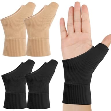 2 Pairs Daumenbandage Rechts und Links - Schwarz & Farbe Daumensattelgelenk Bandage, Daumenbandage Rechts, Atmungsaktive Daumenstütze, Daumenschiene für Arthritis Sehnenscheidenentzündung (Größe L)