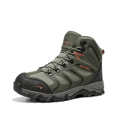 NORTIV 8 Herren Outdoorschuhe Wanderstiefel Trekking Wanderschuhe Wasserdicht Mid Kletterschuhe Bergsteigen Hiking Boots Armadillo Serien,Size 43,Olive/Schwarz/Orange,160448_M-E