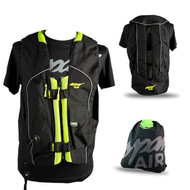 Aspar Air Modell 0.5 – Airbag-Weste für Motorrad, zugelassen – entworfen und montiert in Spanien, inklusive aufblasbarer Gasflasche und Aspar-Rucksack, Schwarz , XXX-Large