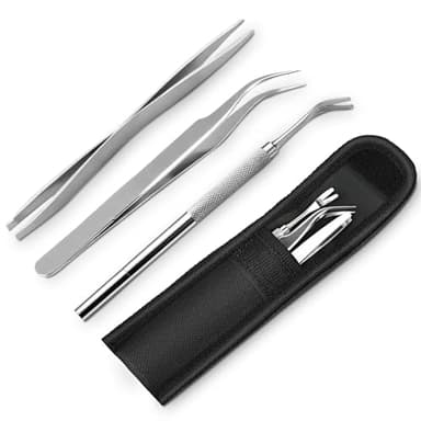 WQDD STANPET Zeckenzange Set 3-teilig – Zeckenentferner für Mensch, Hunde & Katzen, Edelstahl Zeckenpinzette + Zeckenhaken mit Aufbewahrungstasche – Präzise Zeckenzange Mensch & Tier