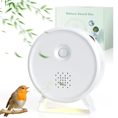 BITIWEND Naturgeräusche Box Vogelzwitscher Toilette Bewegungsmelder mit Licht Natur Soundbox Vogelgeräusche, Meer, Bachgeflüster, Lagerfeuer Musikbox mit Bewegungssensor Weihnachten Geschenk