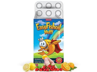 Omega 3 Kinder Jelly – EasyFishoil – Fischöl Kapseln hochdosiert mit DHA & EPA, Cholin, Folsäure, Vitamin D3, B6 & B12 – leicht zu kauen & zuckerfrei – 30 Tage