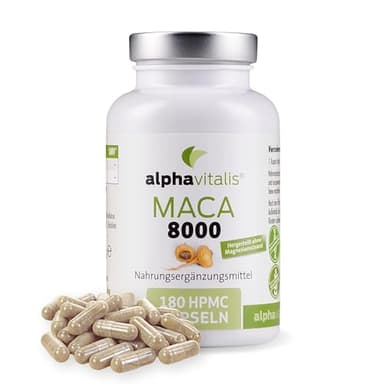 Maca Kapseln hochdosiert 20:1-8000 mg Maca Pulver pro Kapsel - 180 Kapseln veganer Maca Extrakt - Vorrat für 6 Monate Extrakt