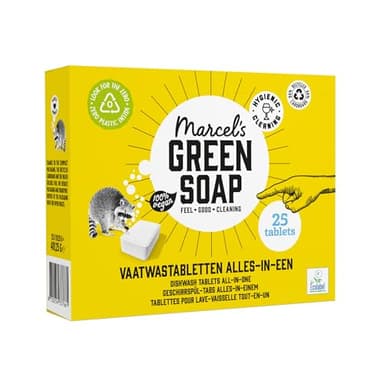 Marcel’s Green Soap Spülmaschinen Tabs – All-in-One Geschirrspültabs – 25 Stück – Vegan, Palmölfrei, Ohne Mikroplastik, 99,6% Biologisch abbaubar – Eco, Nachhaltig, Für Spülmaschine