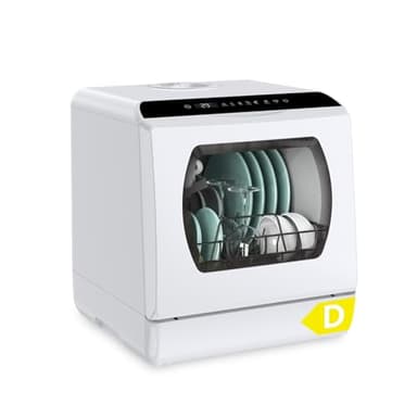 Hermitlux Mini Geschirrspüler für 5 Maßgedecke (5L Tank), Tischspülmaschine mit 6 Programme inkl. 360° Sprüharme | Warmlufttrocknung | Energieklasse D | Ohne Installation