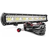 PICAA 20 Zoll 420W LED Lightbar mit Kabelbaum Kit Tri-Reihe LED Lichtbalken Arbeitsscheinwerfer 12V 6000K Weiß Wasserdicht für Auto Offroad 4x4 LKW ATV SUV