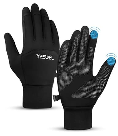 YESWEL Fahrradhandschuhe Herren Damen, Thermo Wasserdicht Handschuhe, Touchscreen Winterhandschuhe, Warme Winddichte Laufhandschuhe (Schwarz, L)