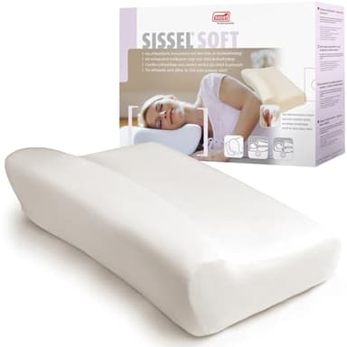 SISSEL® Nackenkissen Soft L | Viskoelastischer Spezialschaum | Ergonomische Wirbelsäulenstütze | Waschbarer Velours-Bezug | Entspannung für Nacken-Halsmuskulatur | 5 Jahre Garantie | 47 x 33 x 14 cm