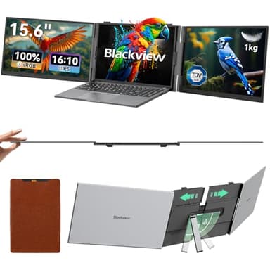 Blackview DCM8 Laptop Bildschirm Erweiterung 15,6", 100% sRGB 1080P FHD Laptop Screen Extender, Niedriges Blaulicht Triple Monitor Arbeit mit 13" -17,3" Laptops Kompatibel mit Mac Windows Chrome(1Kg)