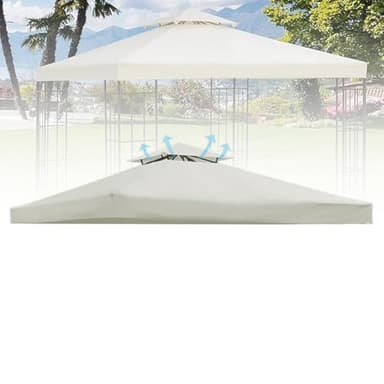 Pavillon Dach 3x3 Ersatzdach Wasserdicht, Pavillon Abdeckung Stabil Winterfest, Gartenpavillon Doppeldach, Pavillondach Faltpavillon Sturmfest Partyzelt Ersatzbezug Top Abdeckung Baldachin (Beige)