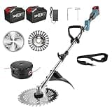 Akku Rasentrimmer mit Akku und Ladegerät, 3 in 1 rasentrimmer mit 2 Akku 4.0Ah, 18V Freischneider mit Unkrautbürste, 23 cm Schnittdurchmesser & Abnehmbare Stange, für Trimmer Garten