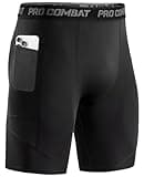 Niksa 1 Pack Herren Kompressionsshorts, Sport Unterhosen Männer Schnelltrocknendes Laufunterwäsche, Atmungsaktiv Laufhose Herren Kurz mit Handytasche, Schwarz, M