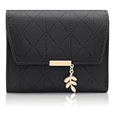 REETEE Damen Geldbeutel aus Weichem Veganem Leder Kleine Portemonnaie Damen mit Vielen Fächern, Mini Portmonee Damen mit Münzfach und Kartenfächer Frauen Geldbörse (schwarz-1)