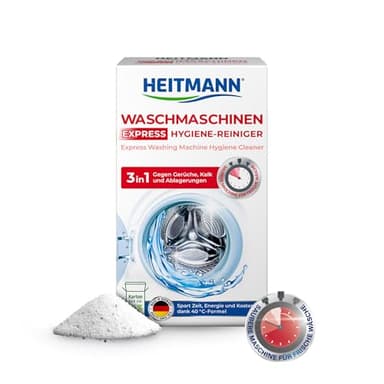 HEITMANN Express Waschmaschinen Reiniger: entfernt Kalk, Ablagerungen und Gerüche, Maschinenreiniger, 250 g