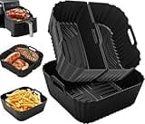 3 Stück Airfryer Silikonform für Heißluftfritteuse, Air Fryer Zubehör Wiederverwendba Silikon Einsatz anstelle Backpapier, Heißluftfritteuse Zubehör für Philips, COSORI, Tefal, Ninja, Russell Hobbs