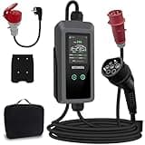 Mobile Wallbox/Ladestation 11kW [3-Phasig, 7m, Einstellbare Ladeleistung] CEE 8-16A auf Typ 2 EV Ladegerät mit Flexibler Ladeleistung für Elektroautos Tesla Model 3/Y, VW ID.3/4/5 & andere EV