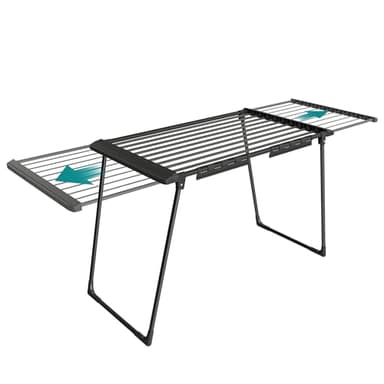 SONGMICS Wäscheständer, Standtrockner, ausziehbare Flügel, Flügelwäscheständer, 22 m Trockenfläche, Flügelwäschetrockner mit Sockenhalter, klappbar, tintenschwarz LLR522BH01
