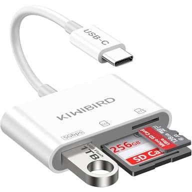 KiWiBiRD SD Kartenleser USB C, Micro SD Karte Card Reader Karten Leser Adapter USB-C für SDHC SDXC Karte Kompatibel mit iPhone 17 16 15 Air Plus Pro Max MacBook Mac iPad iMac Galaxy S25 S24 Android