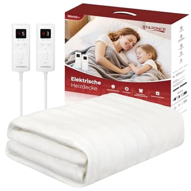 staronce Heizdecke Elektrisch 160x140 cm für Doppelbett - Wärmedecke mit 10 Heizstufen, Abschaltautomatik, 2 Fernbedienungen & Überhitzungsschutz - Maschinenwaschbar