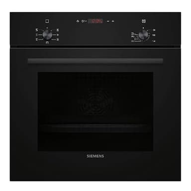 Siemens HB013FBB1, iQ100, Einbau-Backofen, LED-Display und Elektronikuhr, 3D Heißluft, Schnellaufheizung, Kindersicherung, 60 x 60 cm, Edelstahl, Schwarz