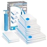 VOUNOT® 12 Stück Vakuumbeutel für Kleidung Bettdecken Bettwäsche, Vakuum Aufbewahrungsbeutel Groß, Mittel und Klein, Kompressionsbeutel mit Pumpe