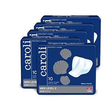 Caroli Hygiene Einlagen Men Level 2, Vorteilspack 7 x 10 Stück, Rundum Schutz, hohe Saugfähigkeit, diskretes Design,