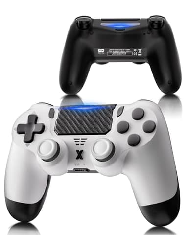RUIZHI Wireless Controller für PS4 - Controller für Playstation 4 kompatibel mit PC/Pro/Slim, Gamepad Joystick mit Turbo/Dual-Vibration/6-Achsen Gyro Sensor/Touchpanel [1 Pack, Weiß]