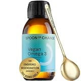 Premium Omega-3 Algenöl Vegan (2900mg pro Tag) - Hochdosiert - mit Zitrone - DHA & EPA - Wissenschaftsbasiert, Laborgeprüft - Nachhaltig - Mit Vitamin D3 fürs Immunsystem - Spoon of Change®