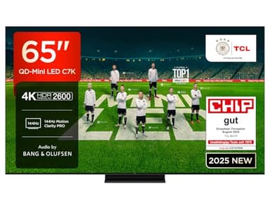 TCL 65C7K 65 Zoll QD-Mini LED Fernseher, 4K HDR Premium 2600, Smart Google TV mit 144Hz Motion Clarity Pro (Dolby Vision IQ & Atmos, CrystGlow HVA Panel)