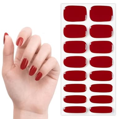 YOGAZEN 16 Stück Maniko Nails, Nagelfolie Rot für UV Gel Nagelfolien, Selbstklebend Nagelsticker, Uv Härtend Dekoration, Nageldesign Zubehör, Das beste Geschenk für Ihre Freundinnen usw, Ihre Frau