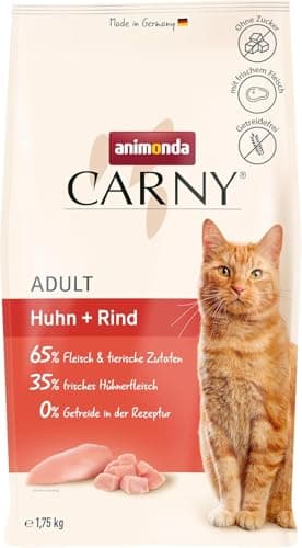 animonda Carny Katzen Trockenfutter Huhn und Rind (1 x 1,75 kg), Trockenfutter für ausgewachsene Katzen ohne Zucker und Getreide, mit frischem Hühnerfleisch und Rinderprotein