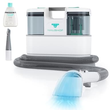 HAUSHOF StainZapper Air, Akku Waschsauger für Auto 12kPa, 24V Kabelloser Fleckenreiniger Teppichreiniger mit Reinigungsmittel 75dB, Polsterreiniger für Teppich, Sofa, Polster