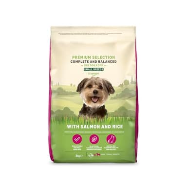 by Amazon Hundefutter für ausgewachsene Hunde (Adult) kleiner Rassen, Fein zubereitetes Trockenfutter mit Lachs und Reis, 3 kg (1er-Pack)(Zuvor eine Marke von Lifelong, gleiches Produkt)