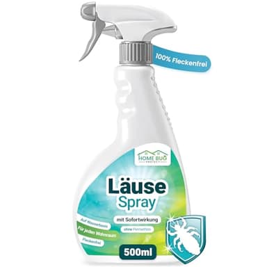 HomeBugProtect Läuse Spray 500ml - Anti Läuse Spray für Textilien und Möbel - Effektives Läuse Abwehrspray als Vorbeugung & Behandlung für Zuhause - Ideale Ergänzung zum Läuseshampoo