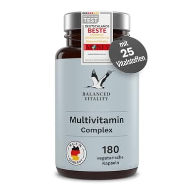 Multivitamin Kapseln - enthält alle wertvollen Vitamine A-Z & Mineralstoffe - 180 vegetarische Kapseln für 3 Monate - ohne Zusatzstoffe - laborgeprüft - Balanced Vitality
