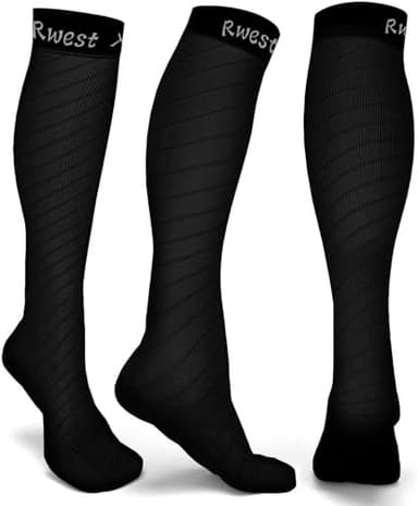 Rwest X Kompressionsstrümpfe Damen und Herren, Kompressionssocken Stützstrümpfe Compression Socks Laufstrümpfe Kompression für Sport,Laufen,Reisen,Radsport,Flug,One Paar