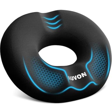 AUVON Sitzkissen Orthopädisch Rund mit Doppelt-U-Form & Oberschenkel-Entlastungsschräge, Hämorrhoiden Sitzkissen bürostuhl Auto, Sitzring Erhöht Sitzkomfort, Fördert Durchblutung, Entlastet Steißbein