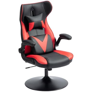 Vinsetto Gaming Stuhl ergonomischer Gamer Stuhl mit Kopfstütze und Lendenkissen höhenverstellbar Bürostuhl Gamingstuhl mit Wippfunktion Schwarz+Rot