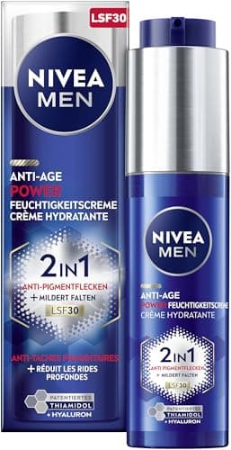 NIVEA MEN Anti-Age 2in1 Power Tagespflege mit LSF 30, Gesichtspflege mit Hyaluron für Männer mit Anti-Aging-Effekt, Hautpflege mit LUMINOUS630® gegen Alters- und Pigmentflecken (50 ml)