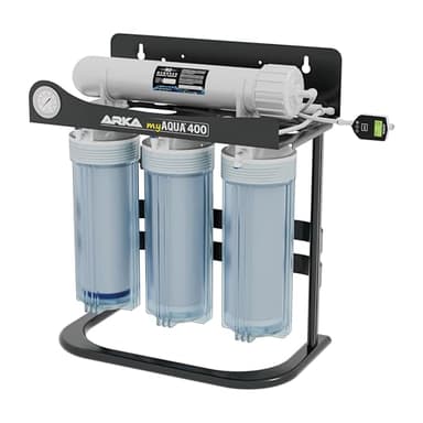 ARKA myAQUA 400 Umkehrosmoseanlage - bis zu 400 L/Tag - inkl. Druckerhöhungspumpe - Wasserfilter & Enthärtungsanlage, entfernt bis zu 99% Salze, Schadstoffe & Bakterien - Für Aquarien & Haushalt