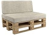 POKAR Palettenkissen Palettenauflagen mit abnehmbarem Bezug Palettenmöbel Palettensofa 2er Set: Sitzkissen 120x80 + Rückenlehne 120x40, Beige