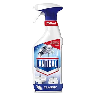 Antikal Kalkreiniger Spray (750 ml) Classic, gegen Schmutz und Bakterien mit Anti-Tröpfchen-Technologie, hygienische Reinigung und Kalkentfernung für Küche und Bad
