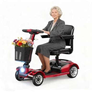 Unificare 35KM Elektromobil Klappbar für Senioren,Stabiler Senioren Mobilitätsscooter bis 190KG 4 Räder für All Gelände Elektroroller LED-Scheinwerfer und Korb, Ladegerät im Lieferumfang Enthalten