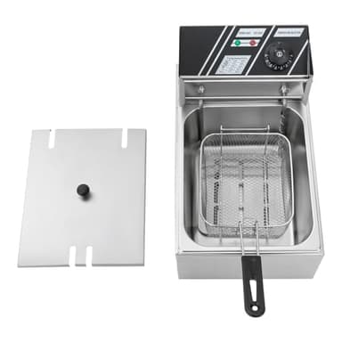 Kommerzielle Elektro-Fritteuse Edelstahl Gastro 6L Profi Friteuse mit Korb - 3000W Frittiergerät (60-200°C Thermostat, Schnellaufheizung,Ablasshahn,Überhitzungsschutz) für Restaurant Imbiss Haushalt