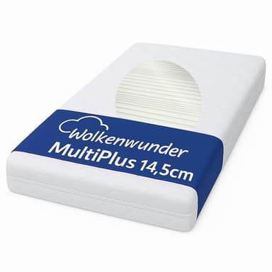 Wolkenwunder Wellflex MultiPlus 7-Zonen-Schaum-Matratze 90x200 cm mittel 14,5 cm Gesamthöhe I Bezug waschbar I hygienisch I pflegeleicht