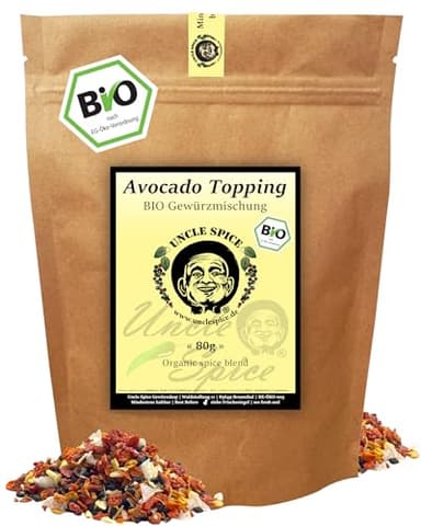 UNCLE SPICE® Avocado Topping - BIO Gewürzmischung - 80g feine Gewürzkomposition für Avocado-Gerichte in Premiumqualität - Gewürzmischung mit frischen, würzigen und leicht pikanten Noten – DE-ÖKO-005