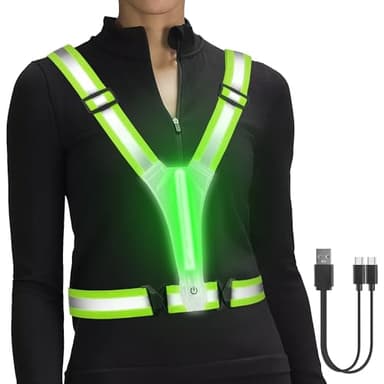 HENMI LED Warnweste Fahrrad,Reflektoren Laufweste,Verstellbarer Elastische LED Leuchtweste für Radfahren oder Wandern Joggen Laufen Running