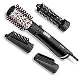 BaByliss Dry, Straighten and Style - Rotierende Warmluftbürste, 1000W Ionen Rundbürstenföhn mit 4 Aufsätzen zum Föhnen, Glätten, Volumen kreieren, Schwarz, AS200E