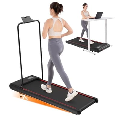 LIKESPORTING Laufband, platzsparendes Laufband mit Bügel, Walking Pad 3-Stufen Neigung, Tablet-Halter, leiser Motor, inkl. Fernbedienung & Display, für Zuhause und Office (Black)